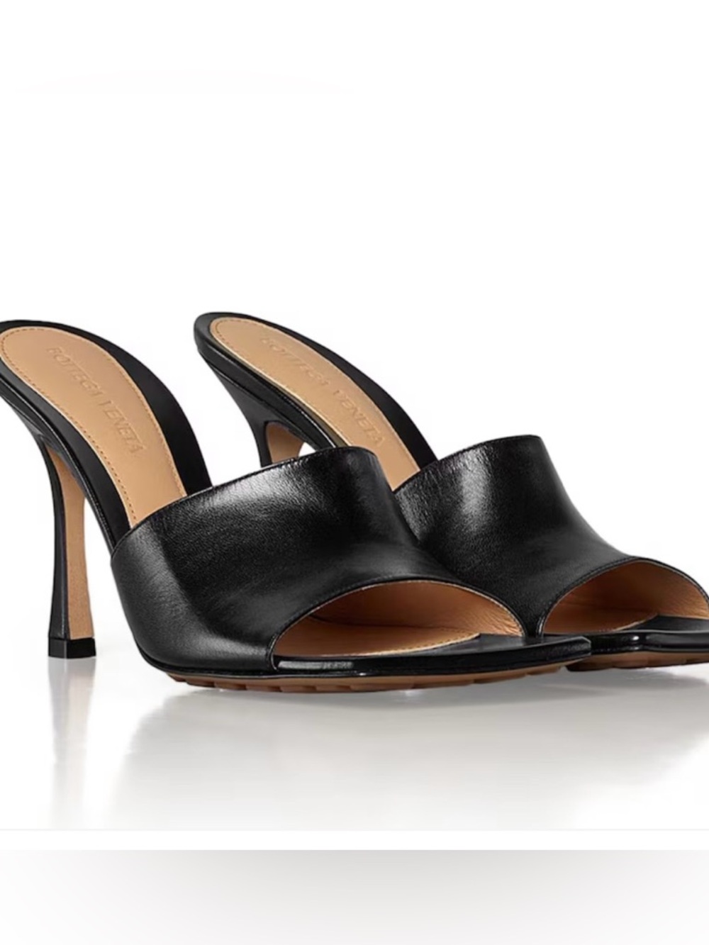 Bottega Veneta Stretch Mule 90 Black Leather Heels 36.5 Like New Worn Once